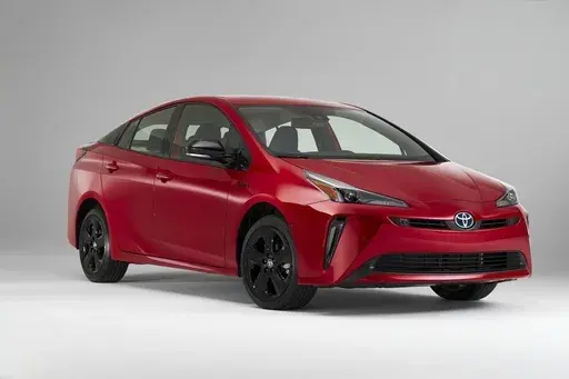 This photo provided by Toyota shows a 2021 Prius. The EPA estimates it gets up to 56 mpg in combined city/highway driving. (Courtesy of Toyota Motor Sales U.S.A. via AP)