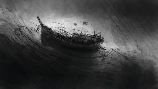 Jamal Hussein’s boat in the storm. (AP Illustration/Peter Hamlin)