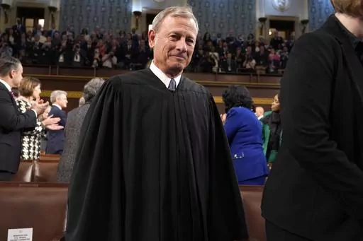 Chief Justice of the United States John Roberts arrives before President Joe Biden delivers the State of the Union address to a joint session of Congress at the Capitol, Feb. 7, 2023, in Washington. Roberts has declined a request from the Senate Judiciary Committee to testify at a hearing on ethical standards at the court, instead providing the panel with a statement of ethics reaffirmed by the court's justices. (AP Photo/Jacquelyn Martin, Pool)