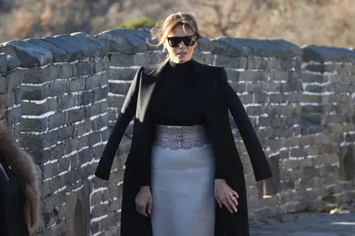 U.S. first lady Melania Trump walks along the Mutianyu Great Wall section in Beijing on Nov. 10, 2017. (AP Photo/Ng Han Guan, File)
