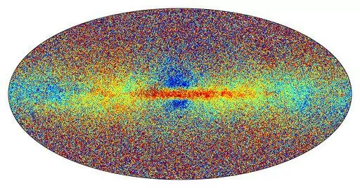This all-sky view provided by European Space Agency on Monday, June 13, 2022 shows a sample of the Milky Way stars in Gaia’s data release 3. The colour indicates the stellar metallicity. Redder stars are richer in metals. (ESA Handout via AP)