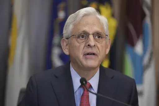 Attorney General Merrick Garland speaks during a meeting of the Justice Department's Election Threats Task Force, at the Department of Justice, Wednesday, Sept. 4, 2024, in Washington. (AP Photo/Mark Schiefelbein)