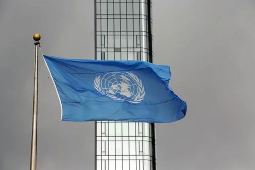 The United Nations flag flies on a stormy day at the U.N. during the United Nations General Assembly, Thursday, Sept. 22, 2022. Palestinians are hoping that a vote Tuesday, Dec. 12, 2023, in the U.N. General Assembly on a nonbinding resolution demanding an immediate humanitarian cease-fire will demonstrate widespread global support for ending the Israel-Hamas war, now in its third month. (AP Photo/Ted Shaffrey, File)