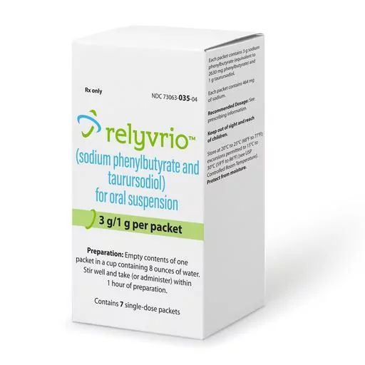 This image provided by Amylyx Pharmaceuticals shows the drug Relyvrio. The maker of a drug for Lou Gehrig’s disease that recently failed in a large study said Thursday, April 4, 2024 it will pull the medicine from the U.S. market, acknowledging it didn't help patients with the deadly neurological condition. (Amylyx Pharmaceuticals via AP)