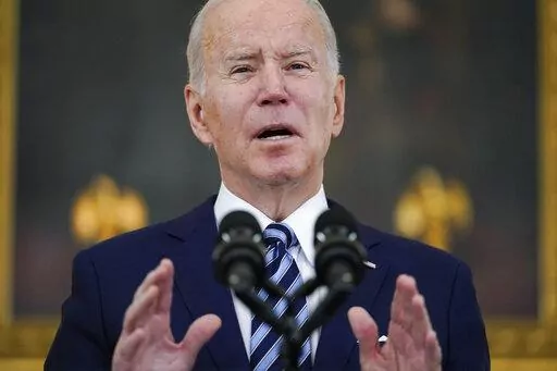 President Joe Biden speaks about the January jobs report at the White House in Washington, Friday, Feb. 4, 2022. (AP Photo/Carolyn Kaster)