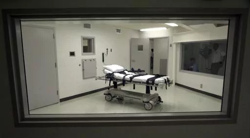 Alabama's lethal injection chamber at Holman Correctional Facility in Atmore, Ala., is pictured in this Oct. 7, 2002 file photo. Alabama will be allowed to put an inmate to death with nitrogen gas, a federal appeals court ruled Wednesday, Jan. 24, 2024, refusing to block what would be the nation’s first execution by a new method since 1982. Alabama says it plans to replace Eugene Smith's, 58, breathing air with nitrogen gas Thursday, Jan. 25, rendering him unconscious within seconds and killin
