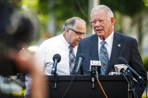 U.S. Marshal Marty Keely speaks regarding Vicky White, Lauderdale County Assistant Director of Corrections, and escaped inmate Casey White during a news conference outside of the Lauderdale County Courthouse in Florence, Ala., Monday, May 2, 2022. According to authorities, Casey White had a “special relationship” with jail official Vicky White, who authorities believe assisted in his escape. A manhunt was underway for Casey White, who was awaiting trial on a capital murder case, and Vicky Wh