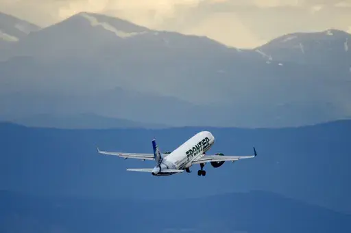 A Frontier Airlines jet takes off from Denver International Airport on July 5, 2022, in Denver. (AP Photo/David Zalubowski, File)