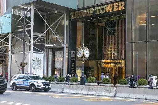Trump Tower is visible in New York City on Feb. 20, 2022. More than three years after Manhattan prosecutors started investigating Donald Trump — after going to the Supreme Court twice to gain access to his tax records — the only criminal trial to arise from their efforts is about to begin. The Trump Organization, the holding company for Trump’s buildings, golf courses and other assets, is accused of helping some top executives avoid income taxes on compensation they got in addition to thei