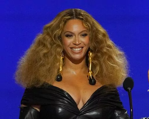 Beyonce appears at the 63rd annual Grammy Awards in Los Angeles on March 14, 2021. Beyoncé is nominated for nine Grammy Awards, including record and song of the year for “Break My Soul” along with album of the year with “Renaissance." (AP Photo/Chris Pizzello, File)
