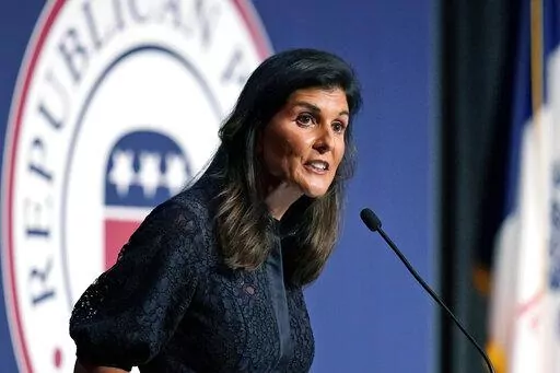 Former U.N. Ambassador and former South Carolina Gov. Nikki Haley speaks during the Iowa Republican Party's Lincoln Dinner, on June 24, 2021, in West Des Moines, Iowa. Haley is moving closer to making her presidential campaign official. On Wednesday, Feb 1, 2023, supporters of the former South Carolina governor will get an email invitation to a Feb. 15 launch event in Charleston, at which she plans to announce her campaign, according to a person familiar with the plans but not authorized to spea