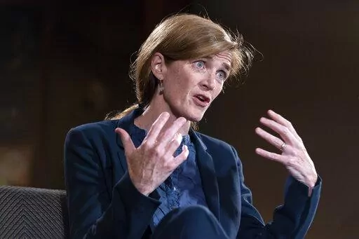 USAID Administrator Samantha Power is interviewed by the Associated Press, Thursday, Aug. 4, 2022, at USAID Headquarters in Washington. (AP Photo/Jacquelyn Martin)