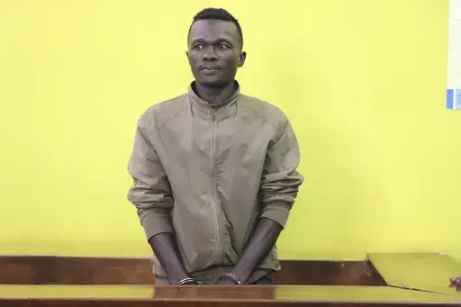 Collins Jumaisi Khalusha, a prime suspect of killing and dismembering women then dumping them in a flooded quarry, appears in court in Nairobi, Kenya, on July 16, 2024. (AP Photo/Andrew Kasuku, File)