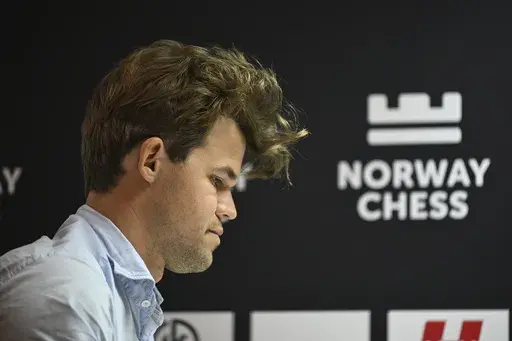 Norway's Magnus Carlsen plays Fabiano Caruana of the U.S., during the Norway Chess Open 2024, in Stavanger, Norway, on June 7, 2024. (Carina Johansen /NTB Scanpix via AP, File)
