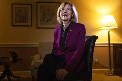 Sen. Tammy Baldwin, D-Wis., poses for a portrait after an interview about the passage of the Respect for Marriage Act, Tuesday, Dec. 6, 2022, on Capitol Hill in Washington. (AP Photo/Jacquelyn Martin)