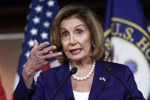 Speaker of the House Nancy Pelosi, D-Calif., speaks at a news conference as Democrats push to bring the assault weapons ban bill to the floor for a vote, at the Capitol in Washington, Friday, July 29, 2022.  On Friday, Aug. 5, The Associated Press reported on stories circulating online incorrectly claiming  a congressional bill to ban certain semi-automatic weapons would “turn 150 million Americans into felons overnight.”(AP Photo/J. Scott Applewhite)