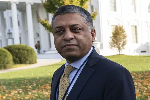 Dr. Rahul Gupta, the director of the White House Office of National Drug Control Policy, walks outside of the White House, Nov. 18, 2021, in Washington. The U.S. has named a veterinary tranquilizer as an “emerging threat” when it is mixed with the opioid fentanyl, clearing the way for more efforts to stop the spread of xylazine and develop an antidote. The Office of National Drug Control Policy announced the designation Wednesday, April 12, 2023. (AP Photo/Alex Brandon, File)