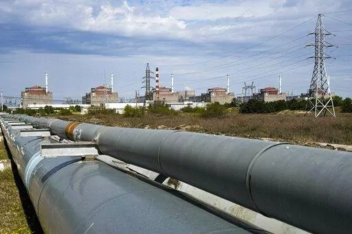 A view of the Zaporizhzhia Nuclear Power Station, in Enerhodar, Zaporizhzhia region, in territory under Russian military control, southeastern Ukraine, on May 1, 2022. An external power line to Ukraine's Zaporizhzhia nuclear power plant — the biggest in Europe — was repaired on Sunday Oct. 9, 2022 after shelling disconnected the facility from the grid and forced it to resort to emergency diesel generators, the U.N. nuclear watchdog said. (AP Photo, File)