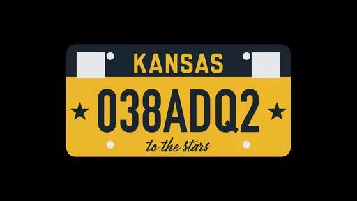 This art illustration from the Kansas Department of Revenue, provided on Tuesday, Nov. 28. 2023, shows the design for a new, standard vehicle license plate that the state had planned to start issuing in March 2024. Criticism of the design has prompted Gov. Laura Kelly to halt its production and promise a public vote on several possible designs. (Kansas Department of Revenue via AP)