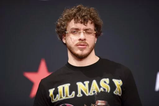 Jack Harlow arrives wearing a Lil Nas X shirt at the BET Awards on Sunday, June 26, 2022, at the Microsoft Theater in Los Angeles. Kendrick Lamar, Lil Nas X and Harlow are top contenders with seven nominations at the 2022 MTV Video Music Awards, MTV announced Tuesday, July 26, 2022. (Photo by Richard Shotwell/Invision/AP, File)