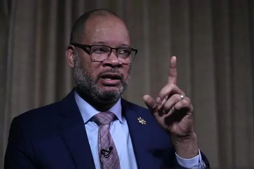 Nevada Attorney General Aaron Ford answers a question during an interview at the State Attorneys General Association meetings, Nov. 16, 2023, in Boston. On Wednesday, Dec. 6, a Nevada grand jury indicted six Republicans who submitted certificates to Congress falsely declaring Donald Trump the winner of the 2020 presidential election in their state, making Nevada the third to seek charges against so-called “fake electors.” Ford said in a statement Wednesday that he would do everything in his 
