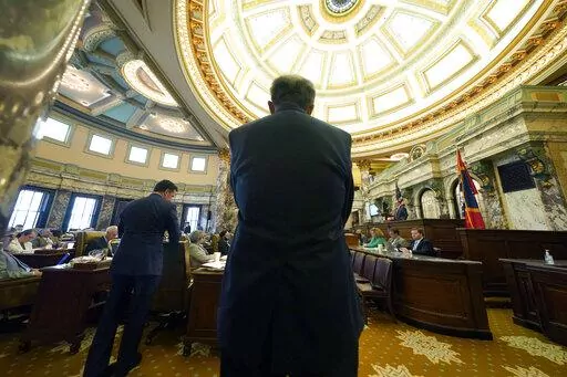 Lt. Gov. Delbert Hosemann listens to debate over the proposed Tax Relief Act of 2022, at the Mississippi Capitol in Jackson, Tuesday, March 15, 2022. The legislation was passed by the Senate. Lawmakers face a deadline for original floor action on appropriations and revenue bill originating in the other chamber. (AP Photo/Rogelio V. Solis)