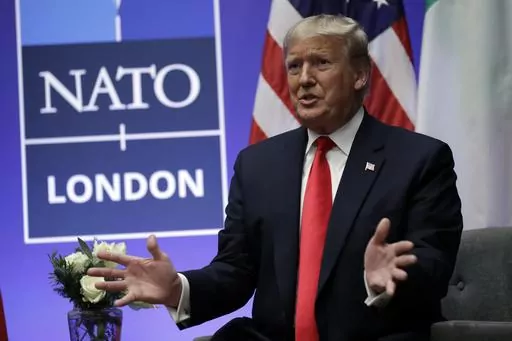 President Donald Trump meets with Italian Prime Minister Giuseppe Conte during the NATO summit at The Grove, Wednesday, Dec. 4, 2019, in Watford, England. Former US president Donald Trump says he once warned that he would allow Russia to do whatever it wants to NATO member nations that are “delinquent” in devoting 2% of their gross domestic product to defense. Trump’s comment on Saturday represented the latest instance in which the former president and Republican front-runner seemed to sid