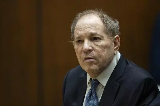 Former film producer Harvey Weinstein appears in court at the Clara Shortridge Foltz Criminal Justice Center in Los Angeles, Calif., on Oct. 4 2022. A Los Angeles judge is scheduled to sentence the former movie mogul on Thursday, Feb. 23, 2023, to up to 18 years in prison after he was convicted in December of raping and sexually assaulting an Italian model and actor during a 2013 film festival. (Etienne Laurent/Pool Photo via AP, File)