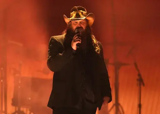 Chris Stapleton performs "We Don't Fight Anymore" at the 57th Annual CMA Awards on Wednesday, Nov. 8, 2023, at the Bridgestone Arena in Nashville, Tenn. (AP Photo/George Walker IV)