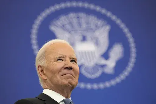 President Joe Biden waits to speak about foreign policy at the State Department in Washington, Monday, Jan. 13, 2025. (AP Photo/Susan Walsh)