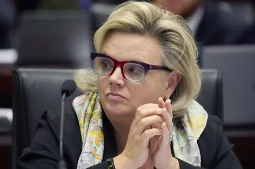 Mississippi state Sen. Nicole Boyd, R-Oxford, listens to a discussion during a Joint Legislative Budget Committee meeting, Nov. 15, 2023, in Jackson, Miss. Boyd said on Thursday, Nov. 29, 2024, that Mississippi could improve health outcomes for mothers and babies by allowing Medicaid coverage earlier in pregnancy. (AP Photo/Rogelio V. Solis, File)