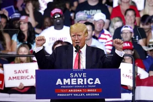 Former President Donald Trump speaks at a Save America rally Friday, July 22, 2022, in Prescott, Ariz. (AP Photo/Ross D. Franklin, File)