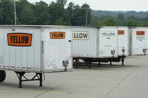 Yellow Corp. trailers are pictured at a YRC Freight facility Friday, July 28, 2023, in Richfield, Ohio. After years of financial struggles, Yellow is reportedly preparing for bankruptcy and seeing customers leave in large numbers — heightening risk for future liquidation. While no official decision has been announced by the company, the prospect of bankruptcy has renewed attention around Yellow's ongoing negotiations with unionized workers, a $700 million pandemic-era loan from the government 