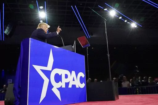 Former President Donald Trump, speaks at the Conservative Political Action Conference (CPAC) Feb. 26, 2022, in Orlando, Fla. (AP Photo/John Raoux, File)
