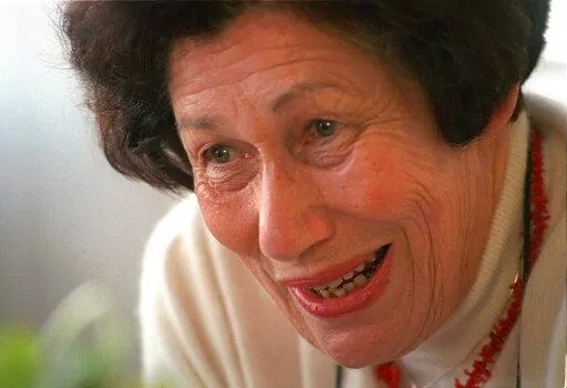 Hannah Pick-Goslar, then 69, childhood friend of Anne Frank, is interviewed by the Associated Press at her Jerusalem apartment, Israel, Wednesday, Feb. 4, 1998. Hannah Pick-Goslar, one of Jewish diarist Anne Frank’s best friends, has died at age 93, the foundation that runs the Anne Frank House museum said Saturday, Oct. 29, 2022.  (AP Photo/Jacqueline Larma, File)