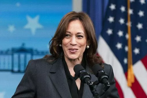 Vice President Kamala Harris at the Eisenhower Executive Office Building on the White House complex, in Washington, March 15, 2022. Harris will announce an action plan to stop racial discrimination in the appraisal of home values, according to senior administration officials. The plan contains 21 distinct steps to improve oversight and accountability, including a legislative proposal to modernize the governance structure of the appraisal industry. Appraisers help to determine the value of a home