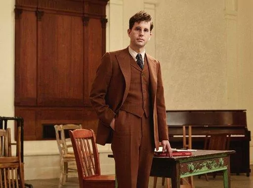 This image released by DKC/O&M shows Ben Platt in character as Leo Frank from the Broadway musical "Parade." (Emilio Madrid/DKC/O&M via AP)