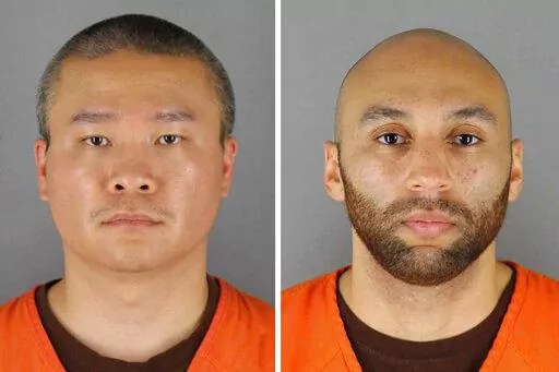This combo of photos provided by the Hennepin County Sheriff's Office in Minnesota, show Tou Thao, left, and J. Alexander Kueng. A federal judge on Wednesday, July 27, 2022, sentenced the two former Minneapolis police officers who were convicted of violating George Floyd’s civil rights to lighter terms than recommended in sentencing guidelines. Kueng was sentenced to three years in prison and Tou Thao was sentenced to 3 and a half years. (Hennepin County Sheriff's Office via AP, File)