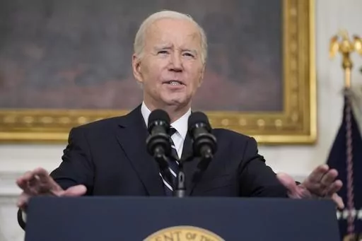 President Joe Biden speaks in the State Dining Room of the White House, Oct. 7, 2023, in Washington. Ethical concerns are casting a shadow over Biden as he seeks reelection amid ongoing investigations into his son Hunter Biden and a presidential impeachment inquiry. A new poll shows that 35% of U.S. adults believe the president himself has done something illegal. (AP Photo/Manuel Balce Ceneta, File)