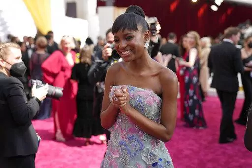 Saniyya Sidney arrives at the Oscars on Sunday, March 27, 2022, at the Dolby Theatre in Los Angeles. (AP Photo/John Locher)