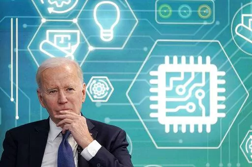 President Joe Biden attends an event to support legislation that would encourage domestic manufacturing and strengthen supply chains for computer chips in the South Court Auditorium on the White House campus, March 9, 2022, in Washington. Just hours before Senate Republican leader Mitch McConnell threatened to block a bill to revive the U.S. computer chip sector, senior Biden aides met on a Thursday morning to plan for that exact scenario. They decided to keep pushing and working bipartisan rela